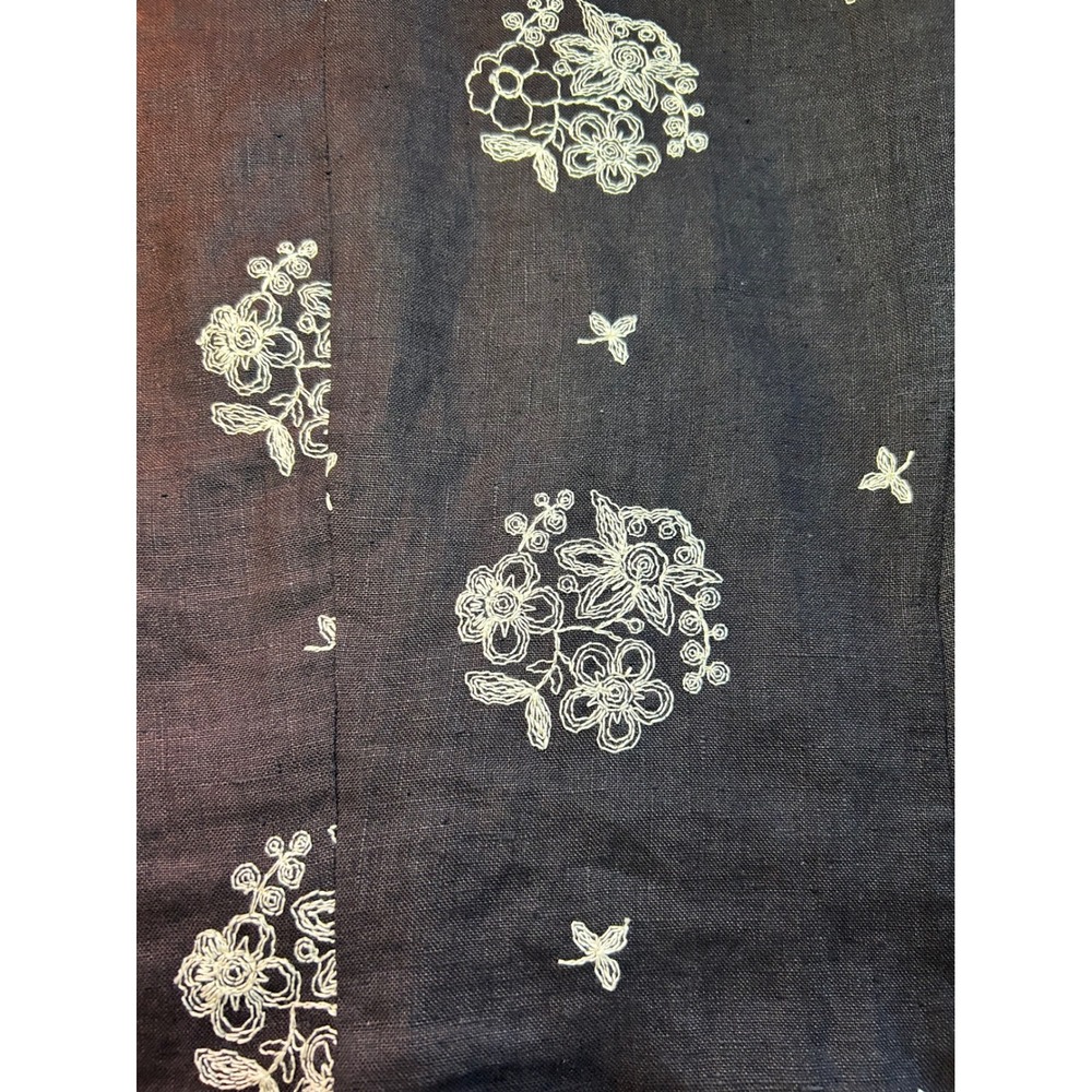 BCBG Paris Vintage Black 100% Linen Floral Embroidered Blazer Jacket Size 10 - Picture 11 of 11